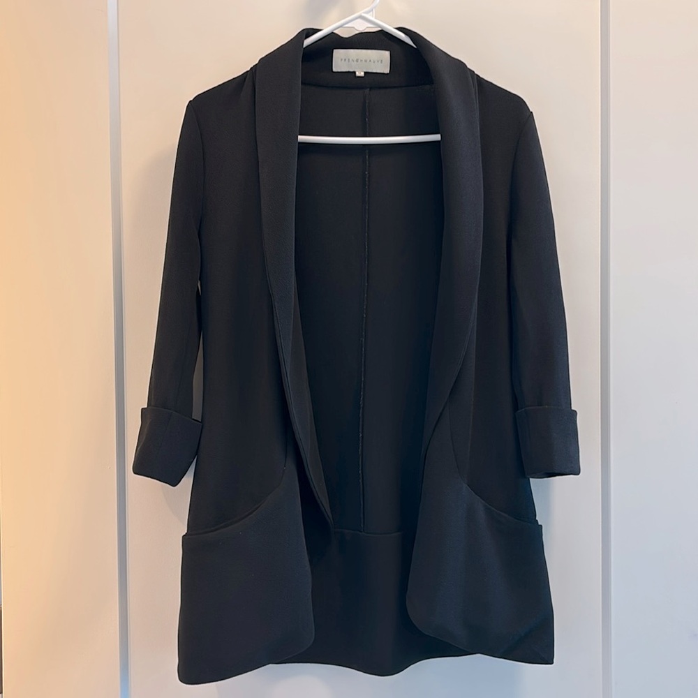 🆕 French Mauve 1/2 Sleeve Black Crepe Blazer